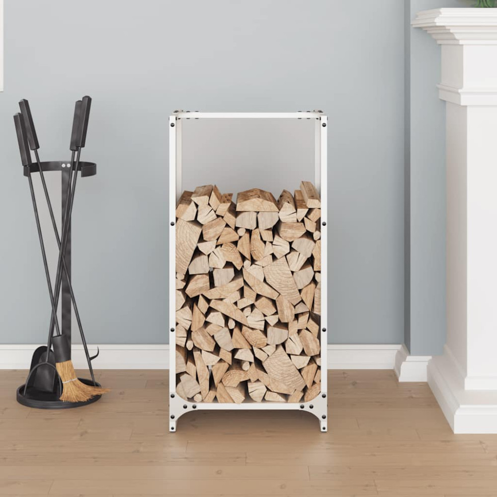 Produktbild för Vedställ vit 40x30x80 cm kallvalsat stål