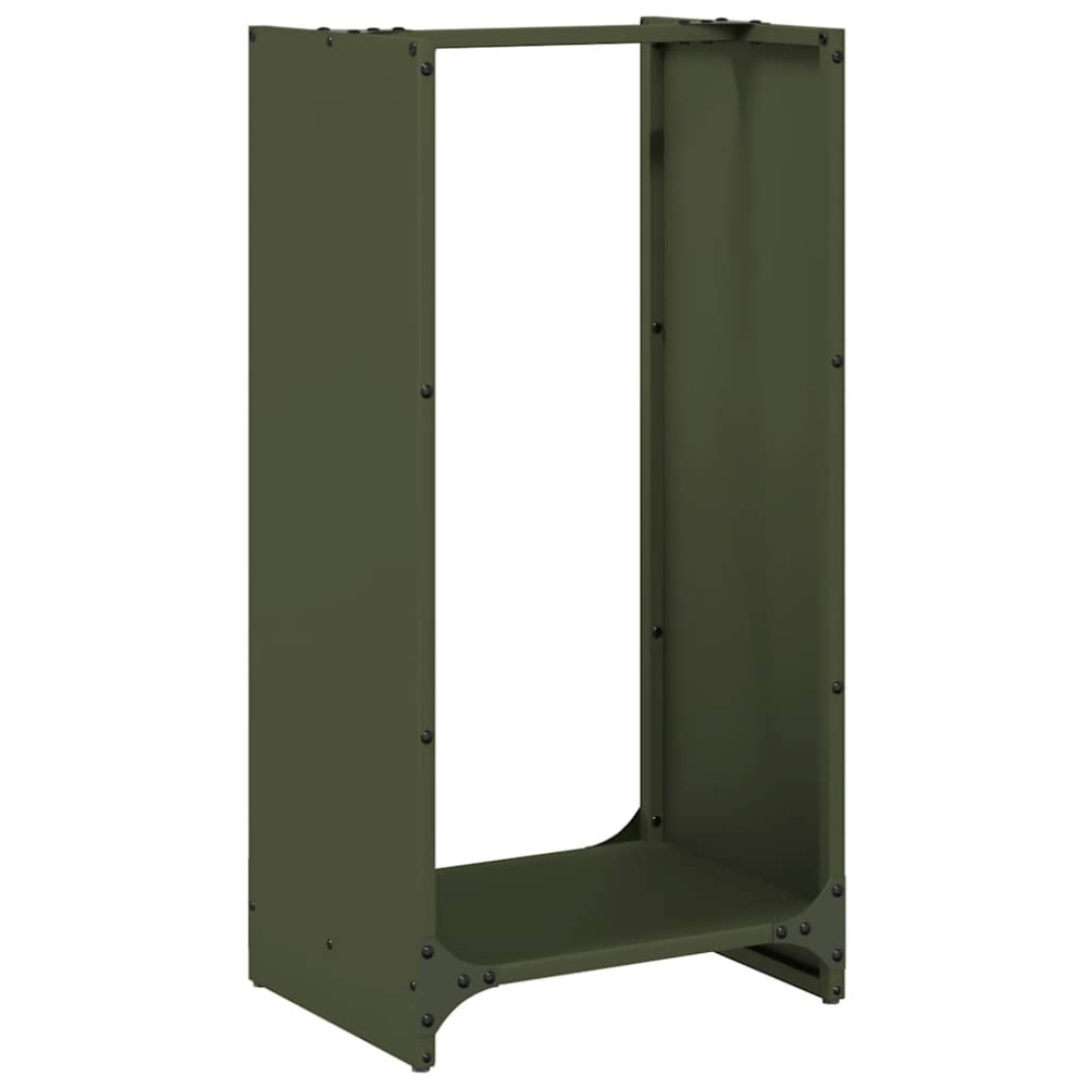 Produktbild för Vedställ olivgrön 40x30x80 cm kallvalsat stål