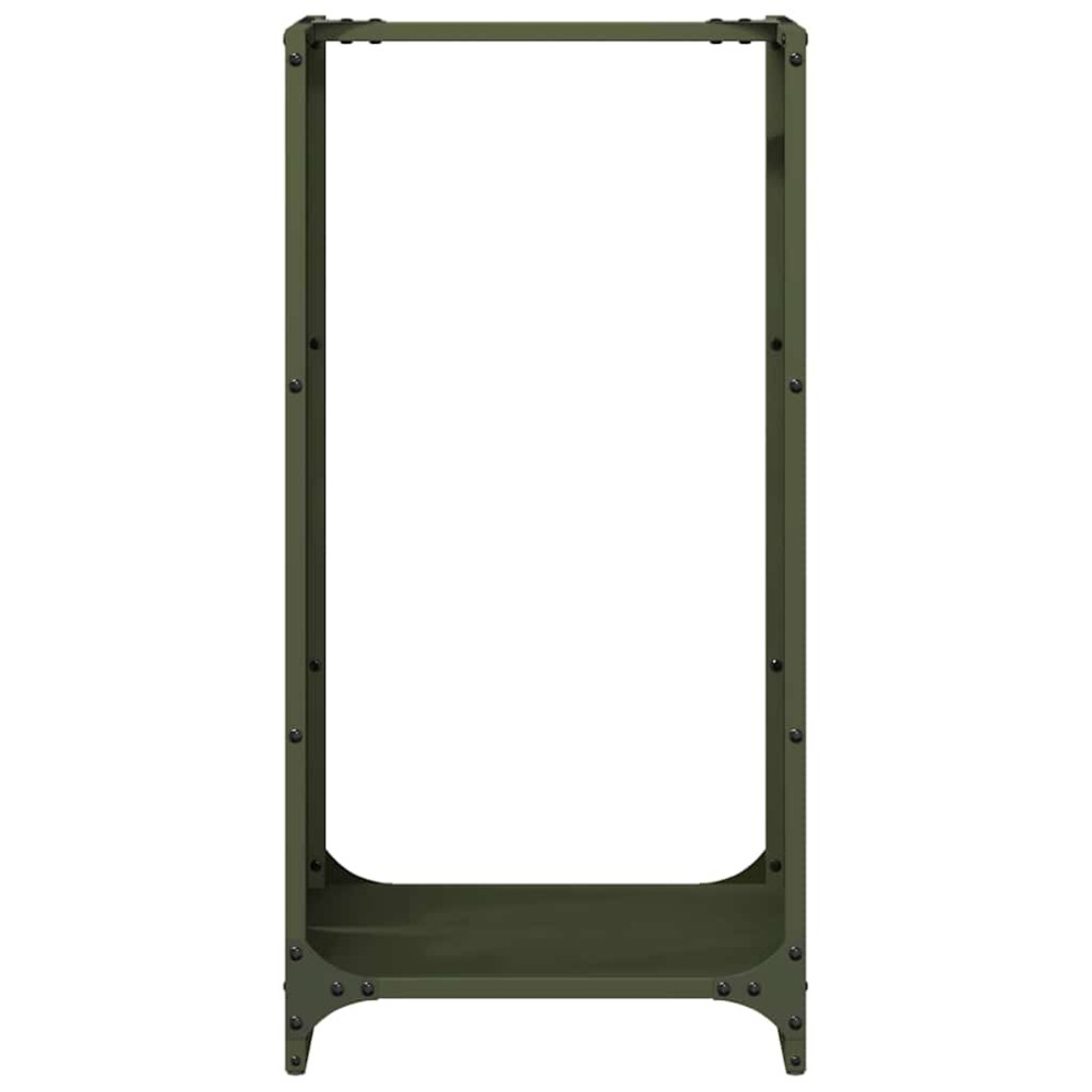 Produktbild för Vedställ olivgrön 40x30x80 cm kallvalsat stål