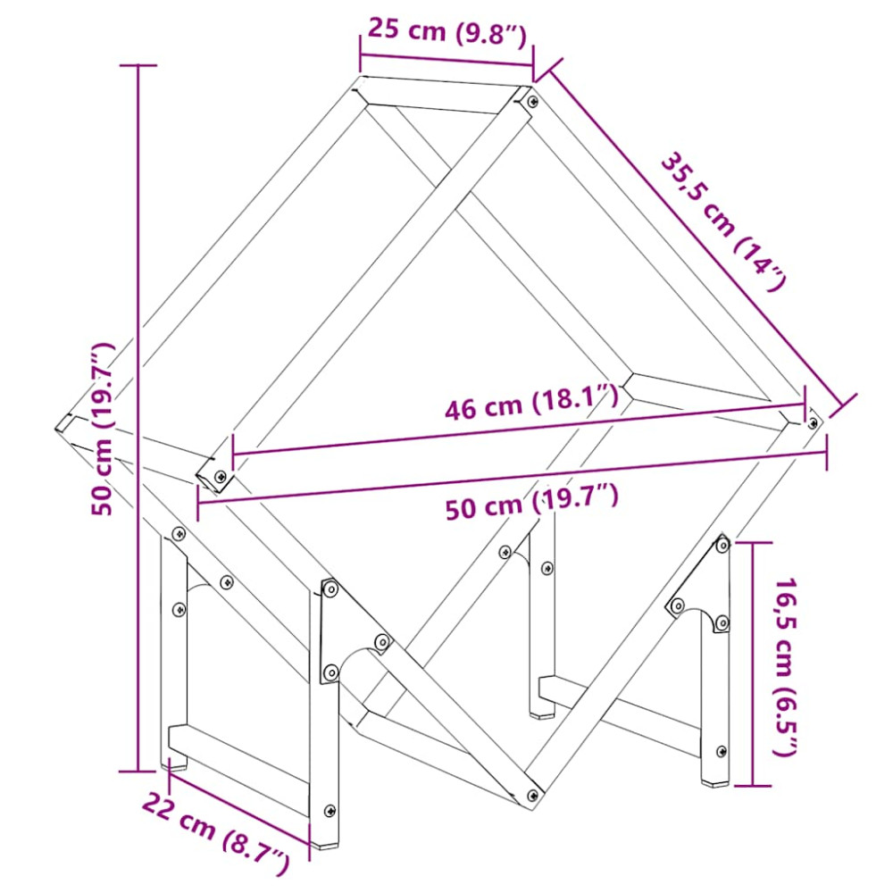 Produktbild för Vedställ vit 50x25x50 cm kallvalsat stål