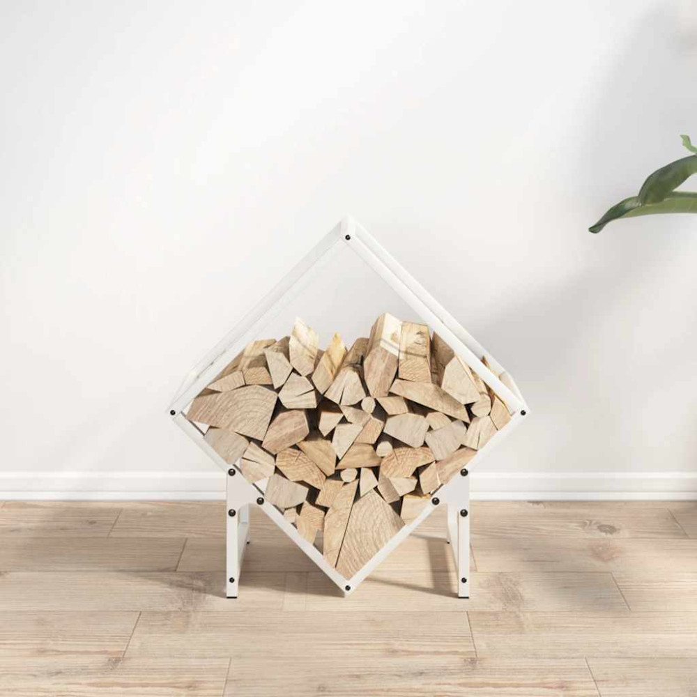 Produktbild för Vedställ vit 50x25x50 cm kallvalsat stål