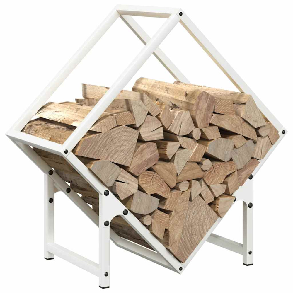 Produktbild för Vedställ vit 50x25x50 cm kallvalsat stål