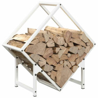 Produktbild för Vedställ vit 50x25x50 cm kallvalsat stål