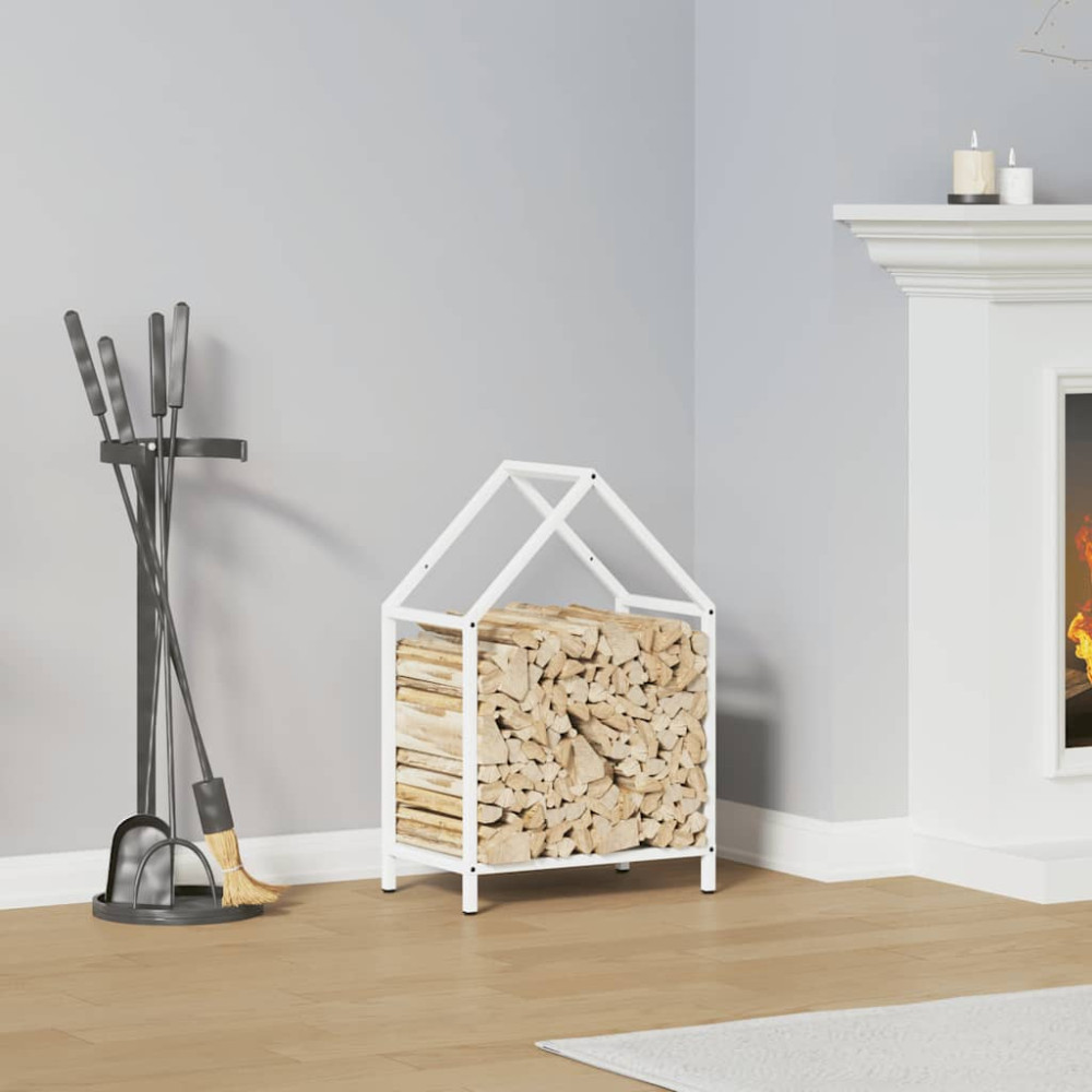 Produktbild för Vedställ vit 40x25x60 cm kallvalsat stål