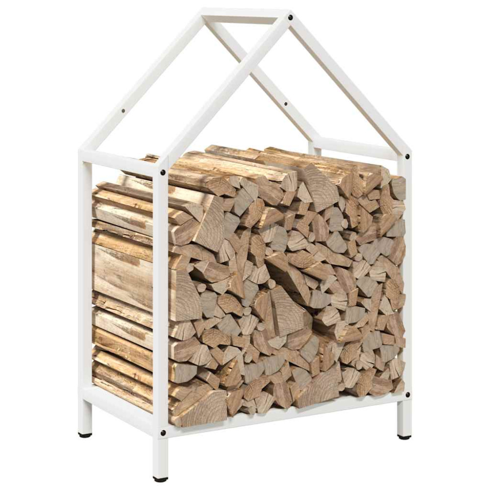 Produktbild för Vedställ vit 40x25x60 cm kallvalsat stål