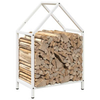 Produktbild för Vedställ vit 40x25x60 cm kallvalsat stål