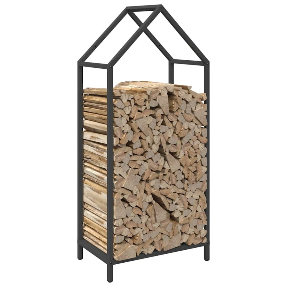 Produktbild för Vedställ svart 40x25x90 cm kallvalsat stål