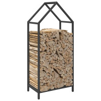 Produktbild för Vedställ svart 40x25x90 cm kallvalsat stål
