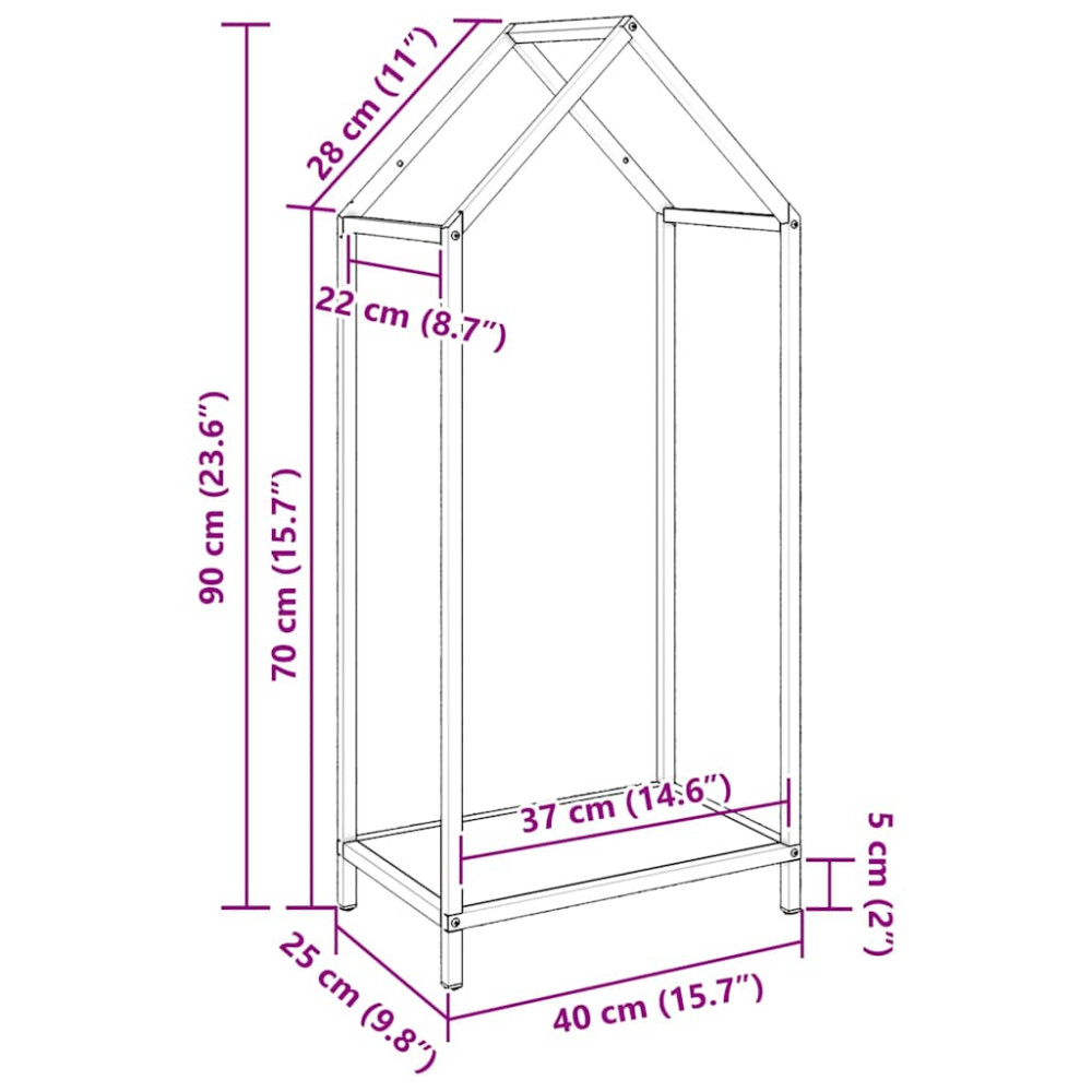 Produktbild för Vedställ vit 40x25x90 cm kallvalsat stål