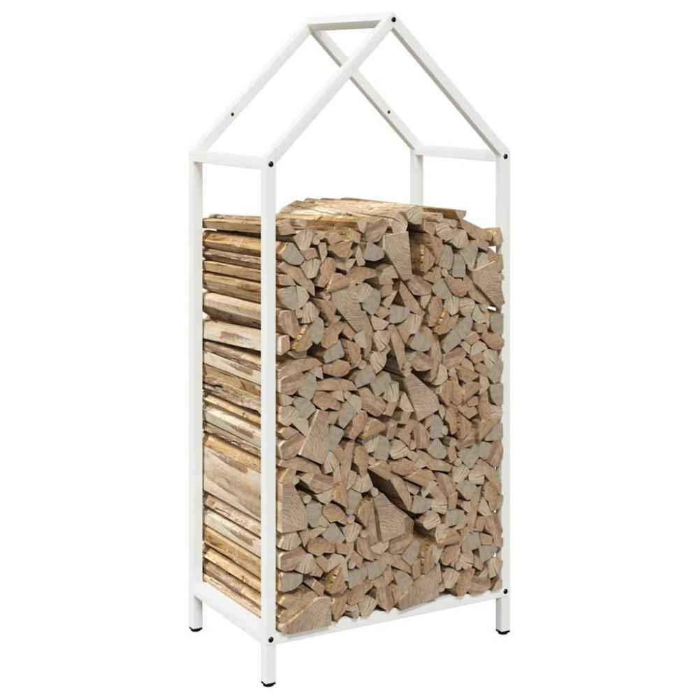 Produktbild för Vedställ vit 40x25x90 cm kallvalsat stål