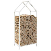 Produktbild för Vedställ vit 40x25x90 cm kallvalsat stål