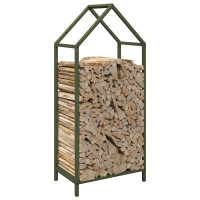 Produktbild för Vedställ olivgrön 40x25x90 cm kallvalsat stål