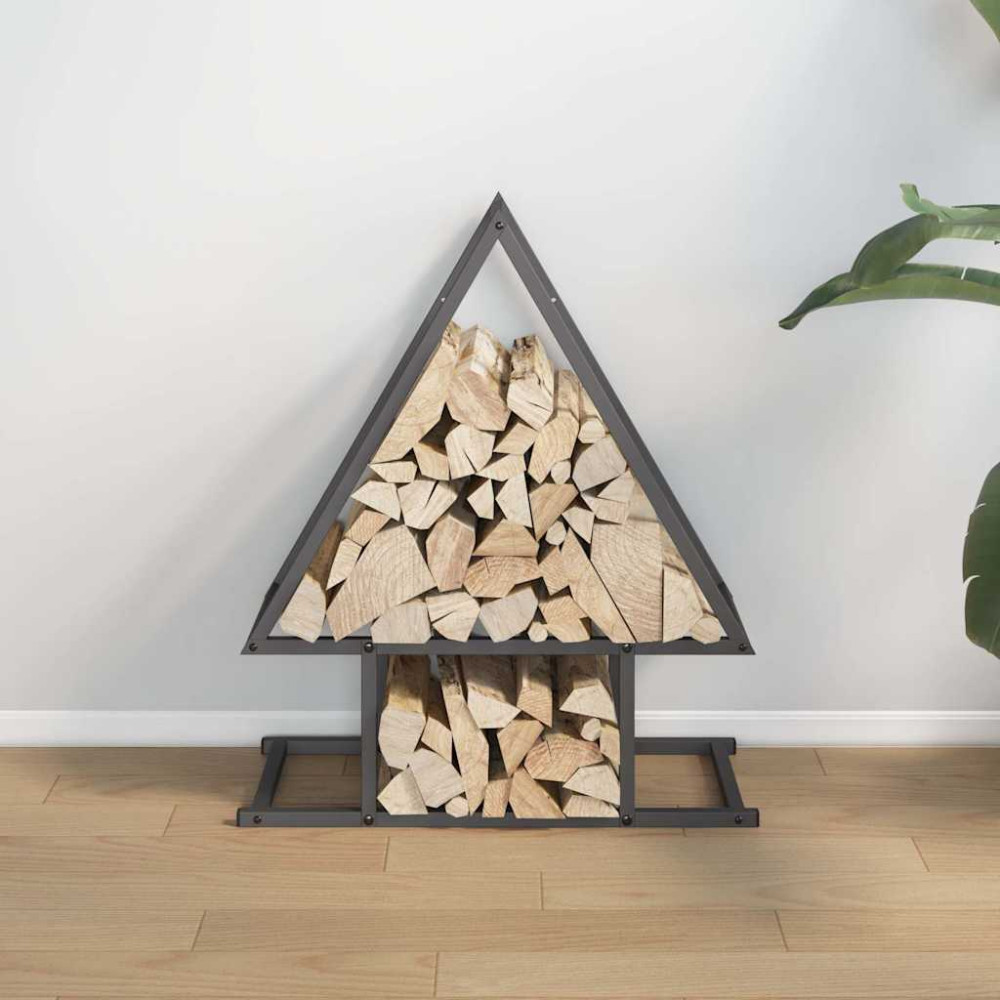 Produktbild för Vedställ svart 50x25x60 cm kallvalsat stål