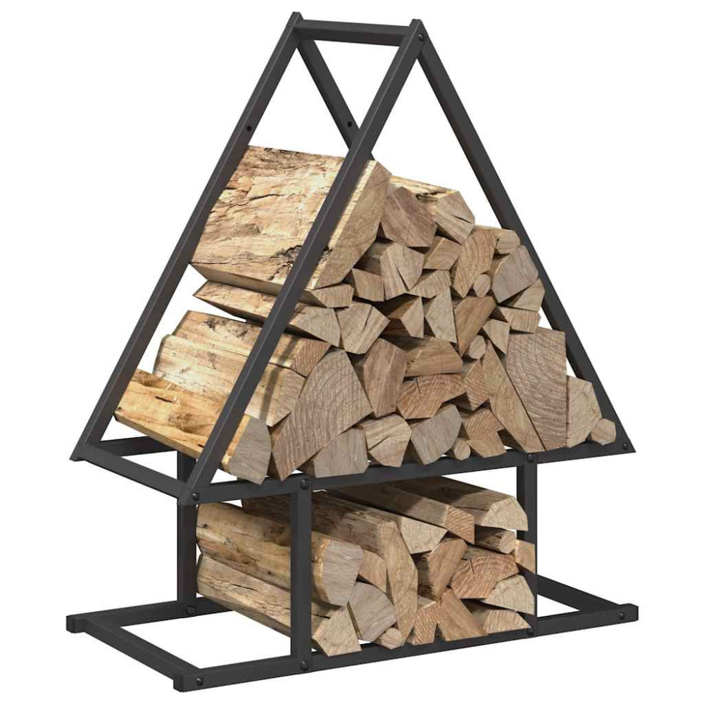 Produktbild för Vedställ svart 50x25x60 cm kallvalsat stål