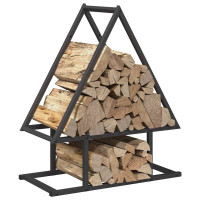 Produktbild för Vedställ svart 50x25x60 cm kallvalsat stål