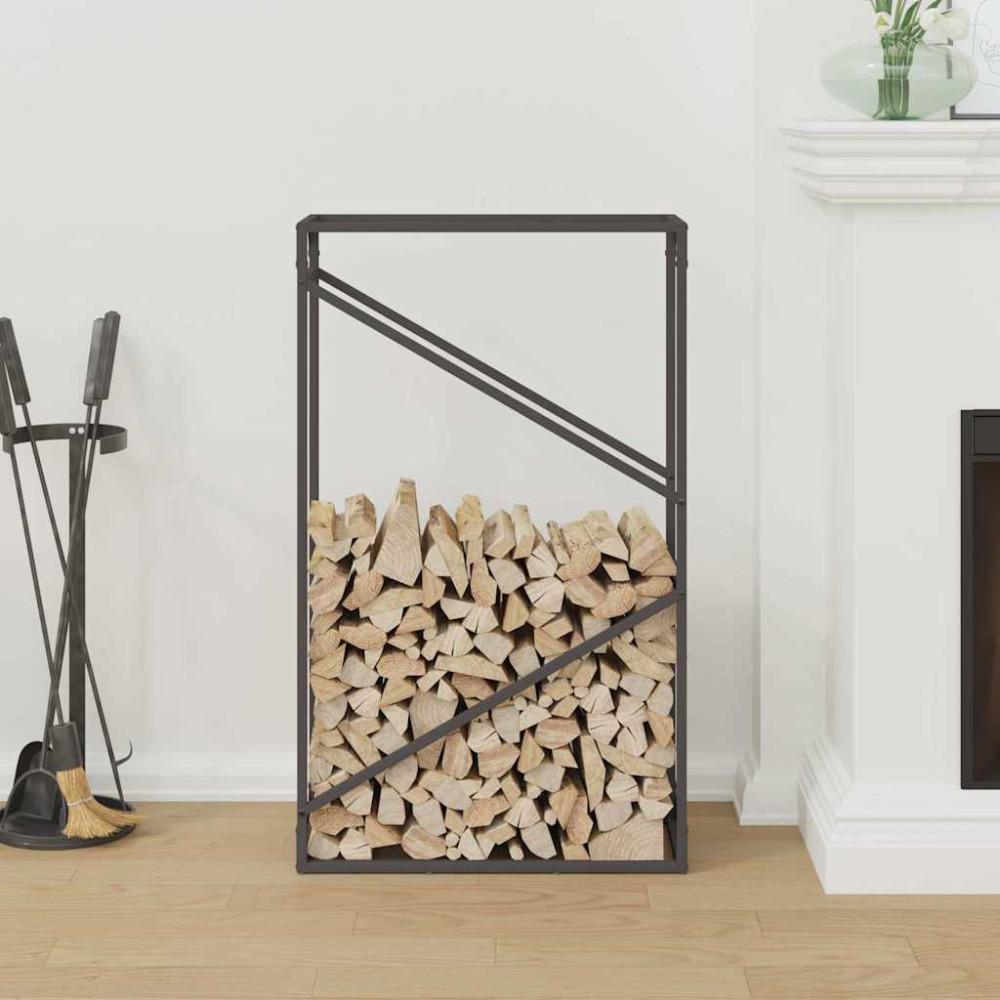 Produktbild för Vedställ svart 60x25x100 cm kallvalsat stål