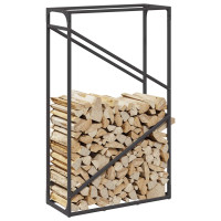 Produktbild för Vedställ svart 60x25x100 cm kallvalsat stål