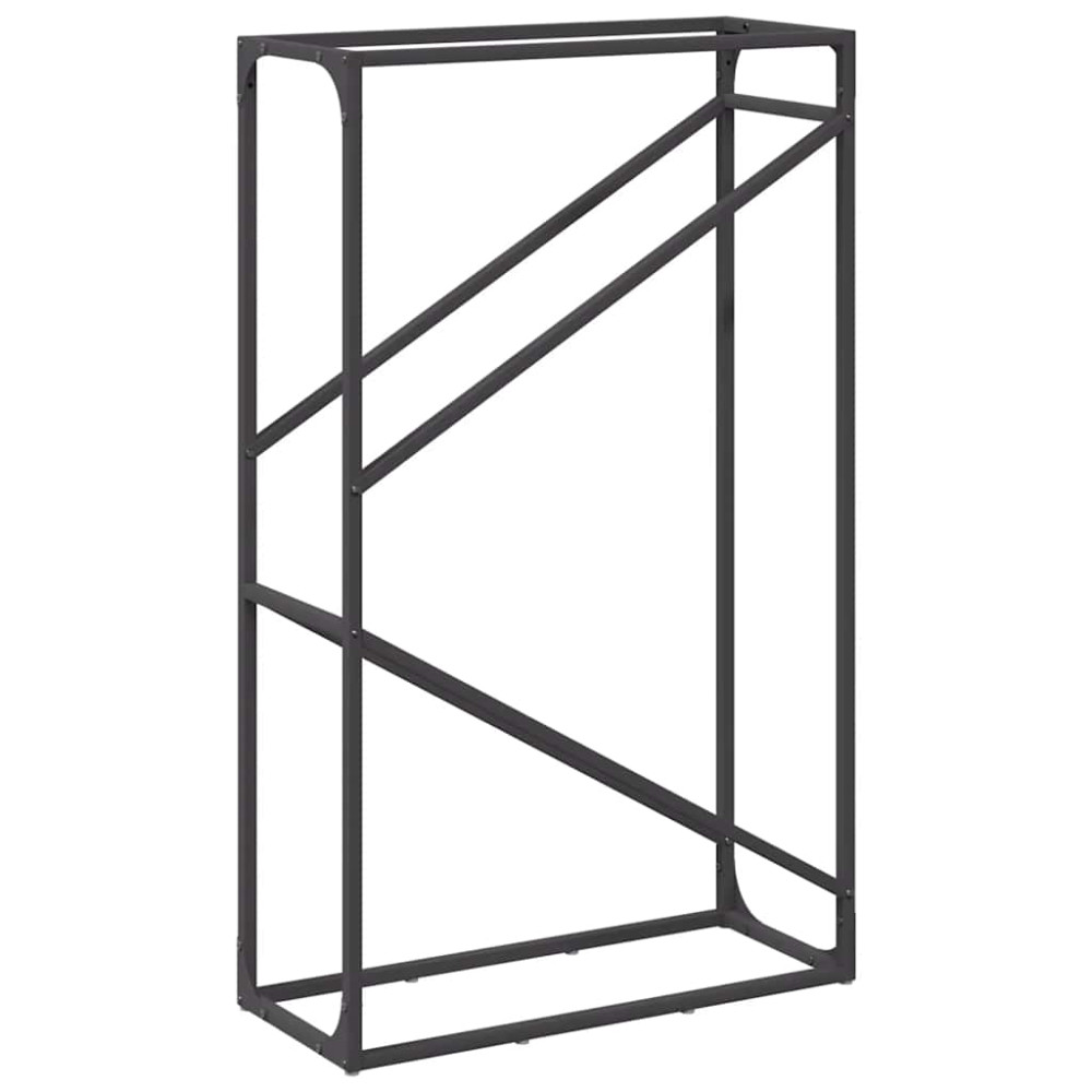 Produktbild för Vedställ svart 60x25x100 cm kallvalsat stål