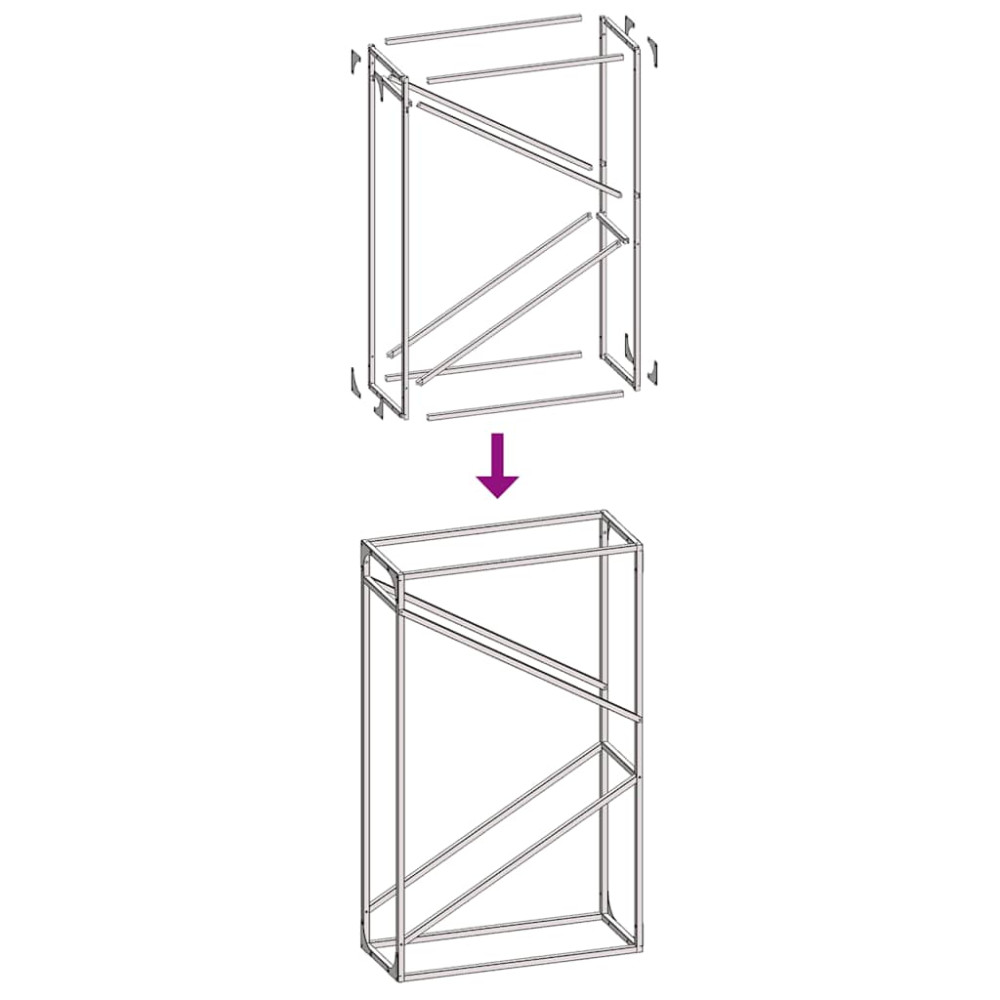 Produktbild för Vedställ svart 60x25x100 cm kallvalsat stål
