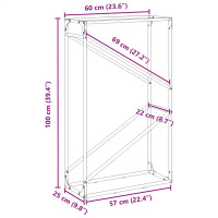 Produktbild för Vedställ vit 60x25x100 cm kallvalsat stål