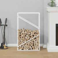 Produktbild för Vedställ vit 60x25x100 cm kallvalsat stål