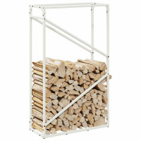 Produktbild för Vedställ vit 60x25x100 cm kallvalsat stål