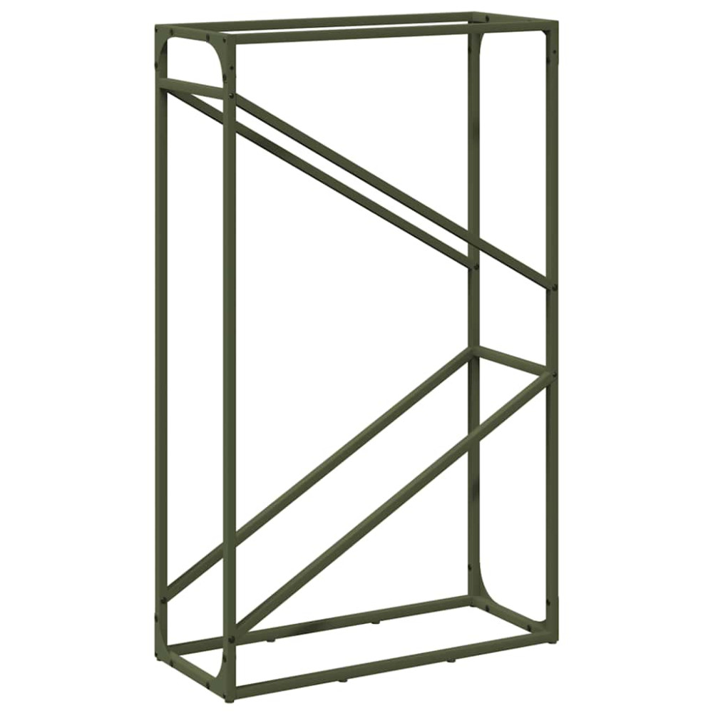 Produktbild för Vedställ olivgrön 60x25x100 cm kallvalsat stål