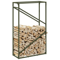 Produktbild för Vedställ olivgrön 60x25x100 cm kallvalsat stål