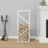 Produktbild för Vedställ vit 40x25x100 cm kallvalsat stål