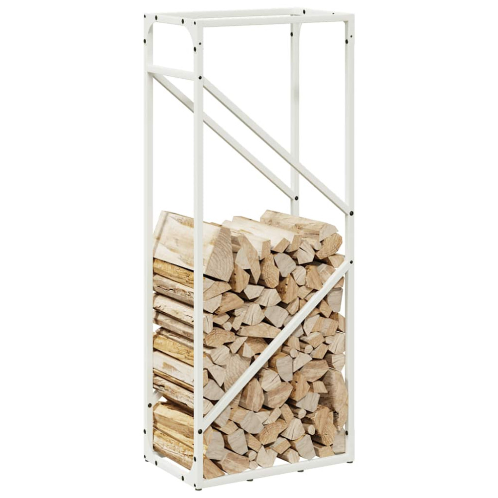 Produktbild för Vedställ vit 40x25x100 cm kallvalsat stål
