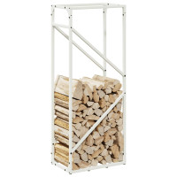 Produktbild för Vedställ vit 40x25x100 cm kallvalsat stål