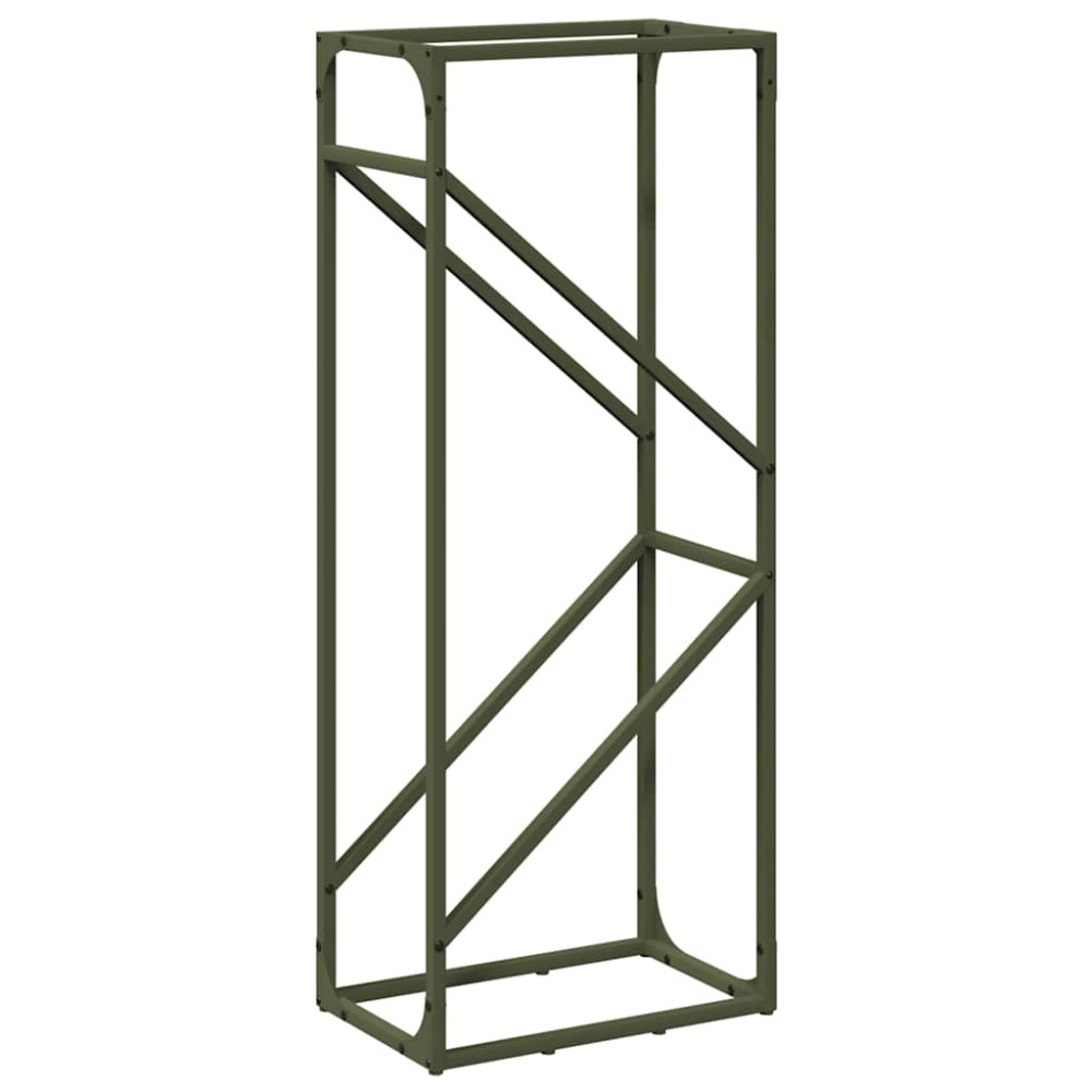 Produktbild för Vedställ olivgrön 40x25x100 cm kallvalsat stål