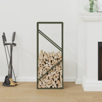 Produktbild för Vedställ olivgrön 40x25x100 cm kallvalsat stål