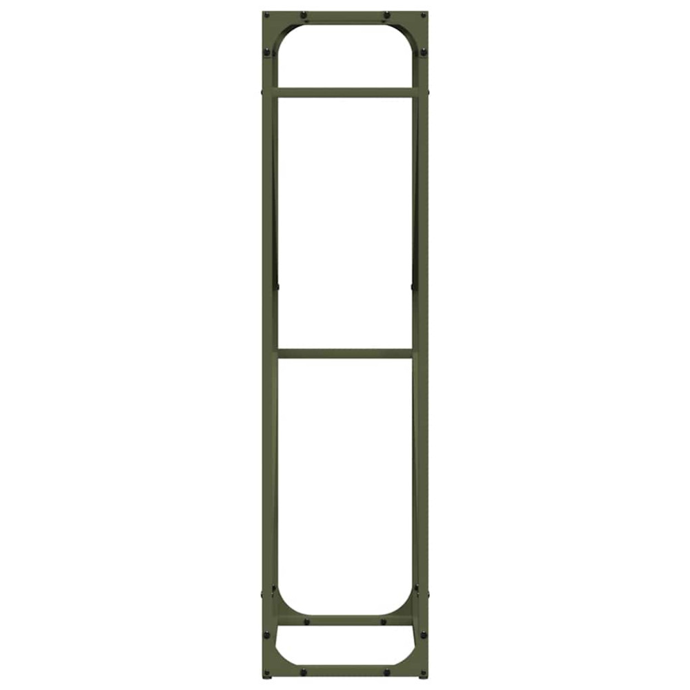 Produktbild för Vedställ olivgrön 40x25x100 cm kallvalsat stål