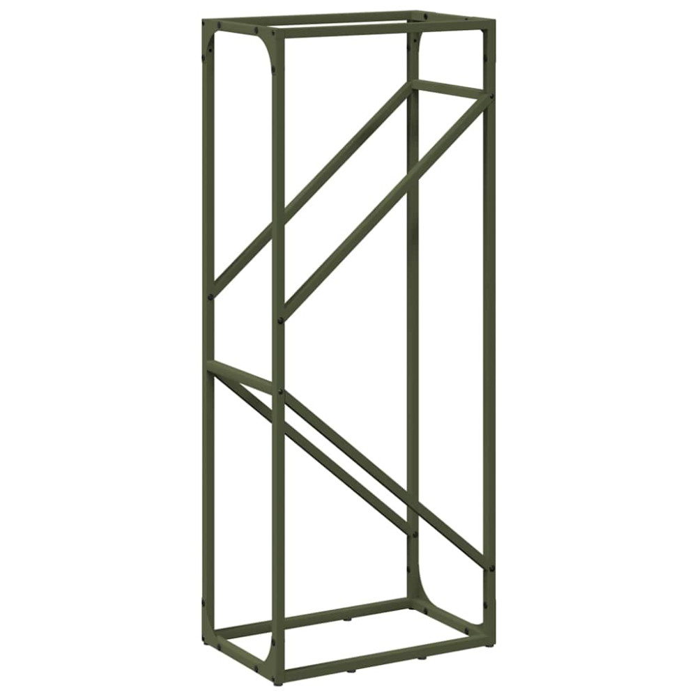Produktbild för Vedställ olivgrön 40x25x100 cm kallvalsat stål