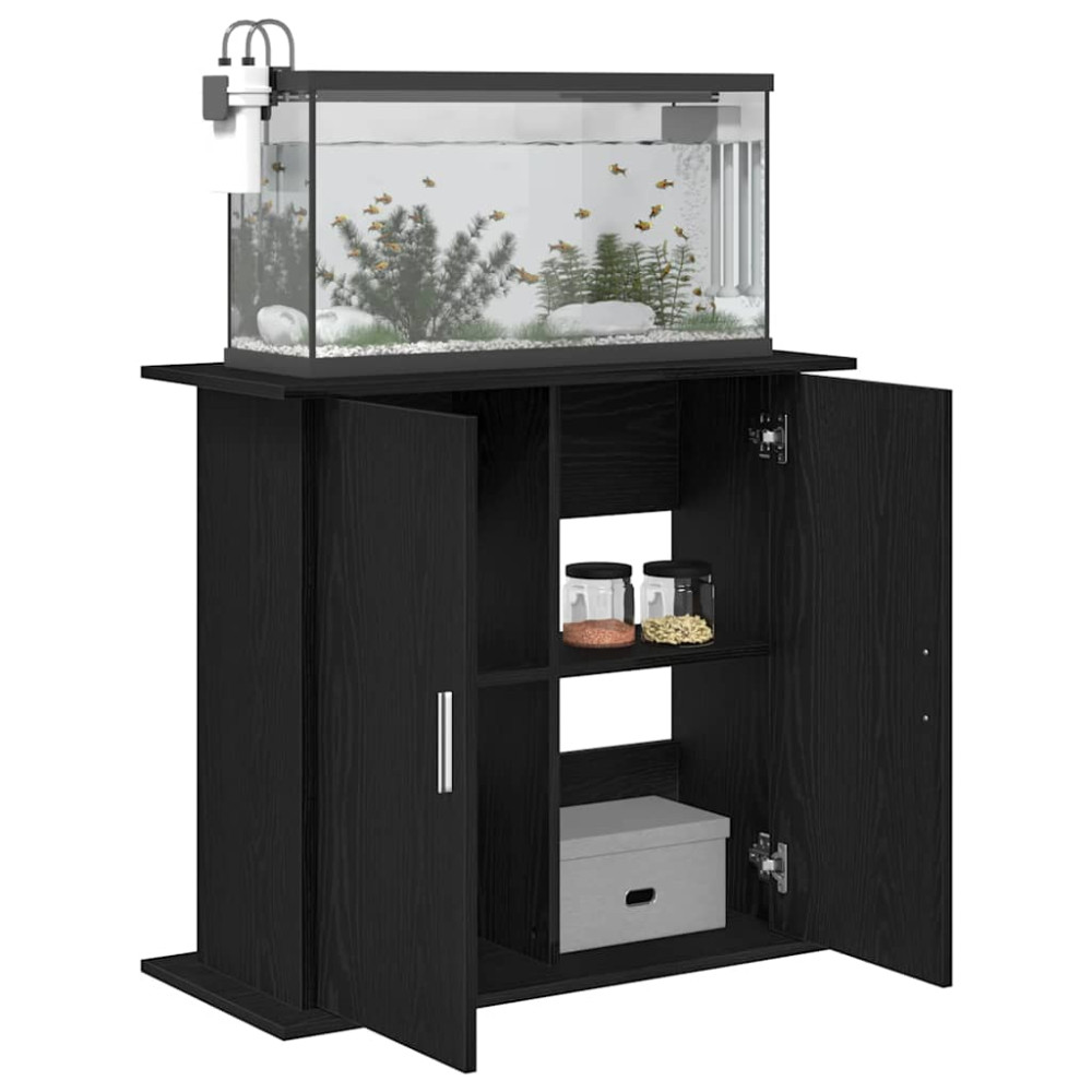 Produktbild för Akvariestativ svart ek 81x36x73 cm konstruerat trä