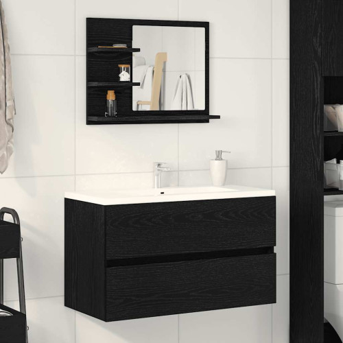 vidaXL Badrumsspegel svart ek 60x10,5x45 cm konstruerat trä