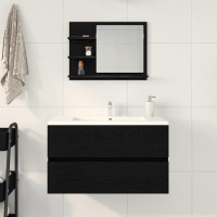 Produktbild för Badrumsspegel svart ek 60x10,5x45 cm konstruerat trä