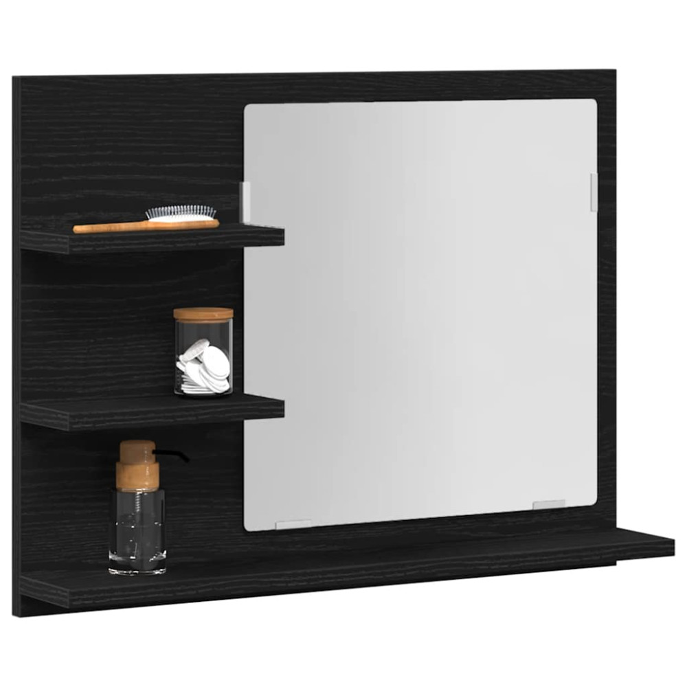 Produktbild för Badrumsspegel svart ek 60x10,5x45 cm konstruerat trä