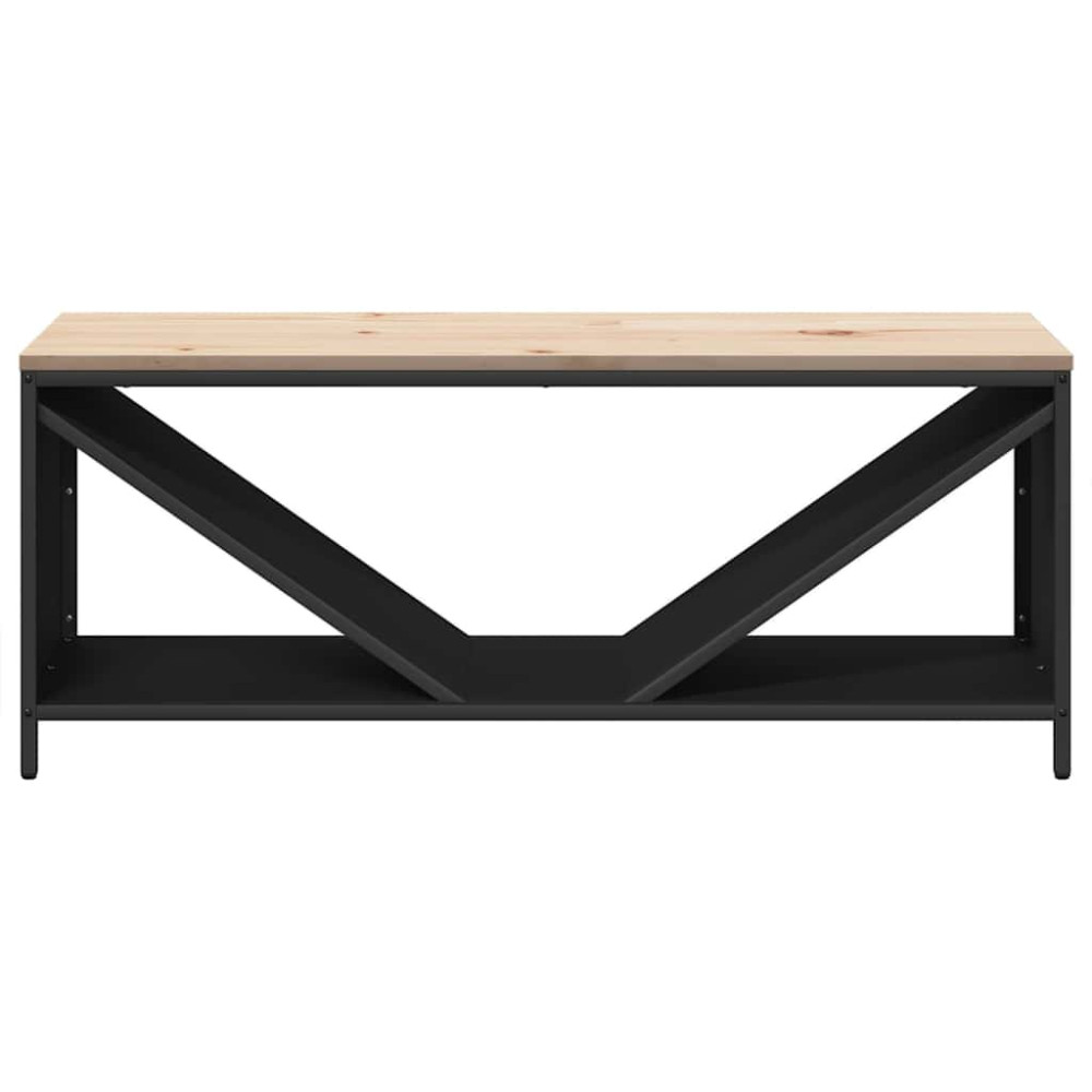 Produktbild för Vedställ med träskiva svart 100,5x35,5x40 cm