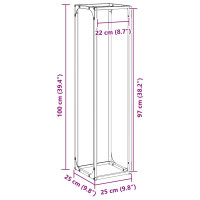 Produktbild för Vedställ svart 25x25x100 cm kallvalsat stål