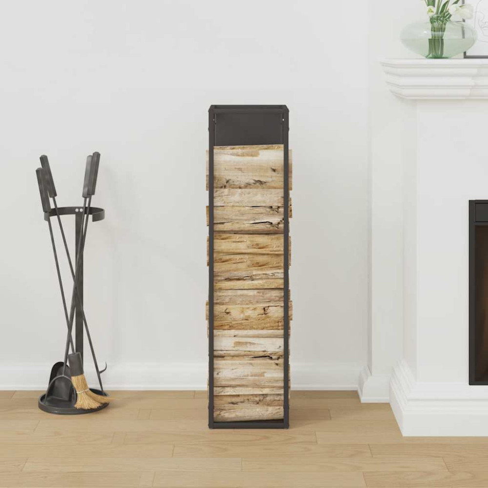 Produktbild för Vedställ svart 25x25x100 cm kallvalsat stål