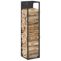 Produktbild för Vedställ svart 25x25x100 cm kallvalsat stål