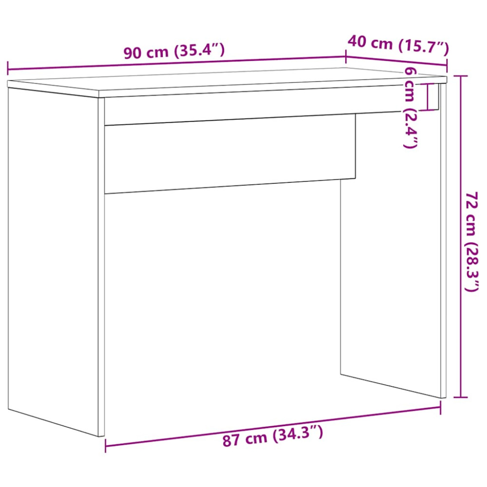 Produktbild för Skrivbord svart ek 90x40x72 cm konstruerat trä