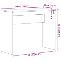 Produktbild för Skrivbord svart ek 90x40x72 cm konstruerat trä