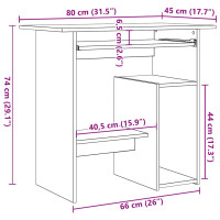 Produktbild för Skrivbord svart ek 80x45x74 cm konstruerat trä