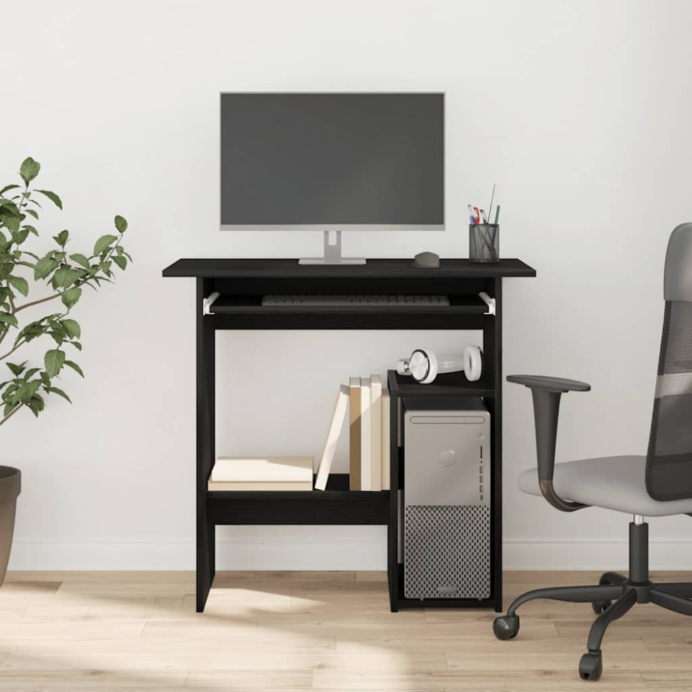 Produktbild för Skrivbord svart ek 80x45x74 cm konstruerat trä