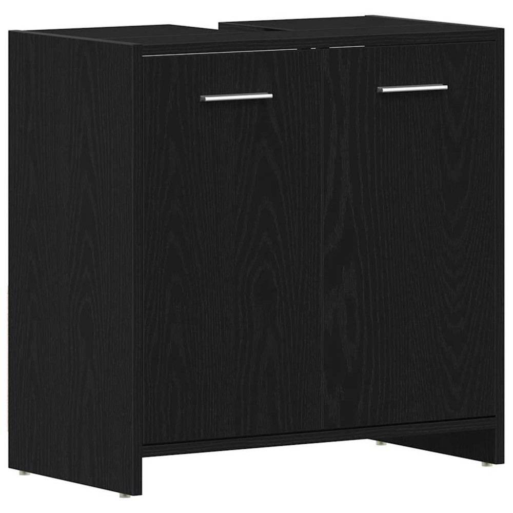 Produktbild för Tvättställsskåp svart ek 60x33x60 cm konstruerat trä