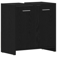 Produktbild för Tvättställsskåp svart ek 60x33x60 cm konstruerat trä