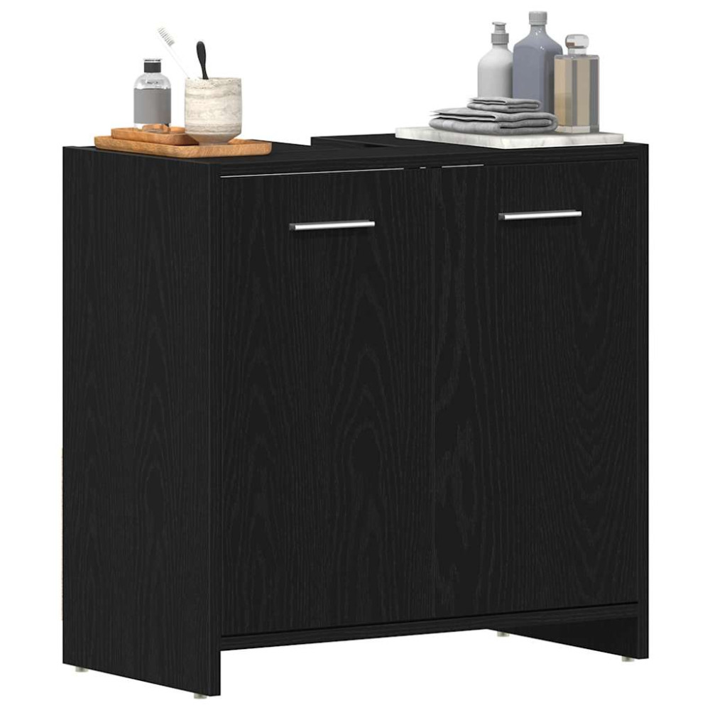 Produktbild för Tvättställsskåp svart ek 60x33x60 cm konstruerat trä